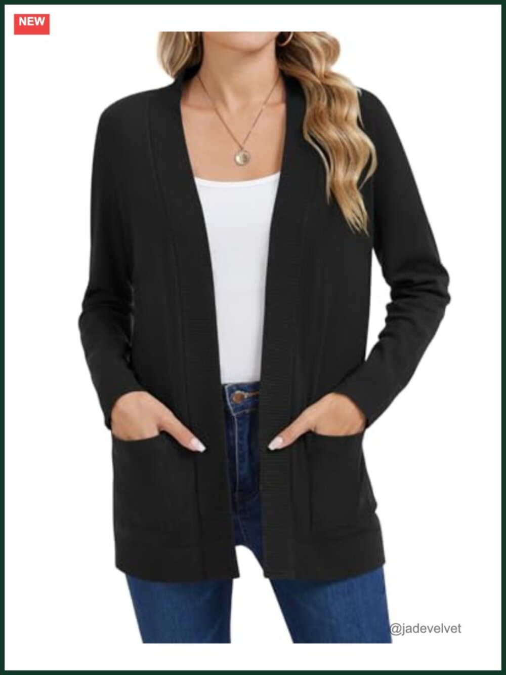 Womens Open Front Cardigan Lightweight Knit Sweater Pockets Long Sleeve
